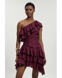 Karen Millen - Drama Frill Midi Dress - Lyst