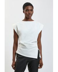 Karen Millen - 100% Cotton Asymmetric Jersey T-Shirt - Lyst