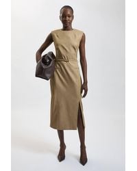 Karen Millen - Tailored Belted Midi Skirt Pencil Dress - Lyst