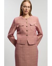 Karen Millen - Petite Tailored Check Cropped Jacket - Lyst