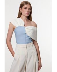 Karen Millen - Figure Form Bandage Knit Asymmetric Strap Top - Lyst