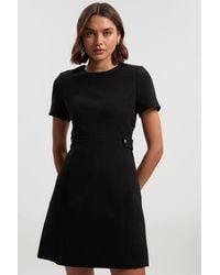Karen Millen - Compact Stretch Essential Waist Tab Detail Tailored Mini Dress - Lyst