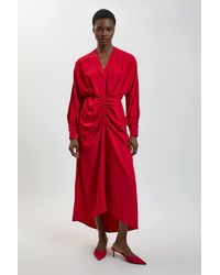 Karen Millen - Split Sleeve Asymmetric Detail Midi Dress - Lyst