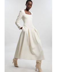 Karen Millen - Compact Stretch Sweetheart Neckline Midi Dress - Lyst
