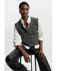 Karen Millen - Tweed Yarn Fringe Trim Knitted Tank Top - Lyst