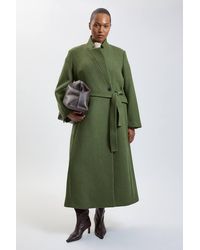 Karen Millen - Plus Size Wool Investment Notch Neck Tailored Maxi Coat - Lyst