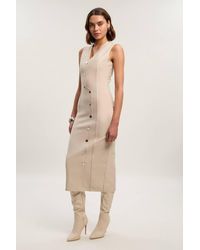 Karen Millen - Figure Form Bandage Button Through Pencil Midi Dress - Lyst