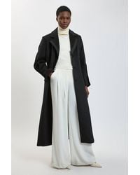 Karen Millen - Wool Tailored Midi Full Skirt Satin Detail Coat - Lyst