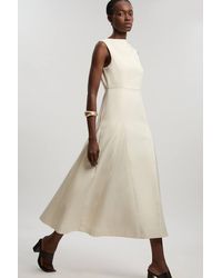 Karen Millen - Tailored Satin Godet Full Skirted Midi Dress - Lyst