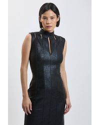 Karen Millen - Petite Foil Bandage Figure Form Cut-Out Midi Dress - Lyst