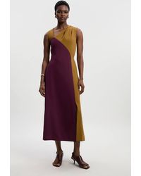 Karen Millen - Soft Tailored Colour Block Halter Neck Midi Dress - Lyst
