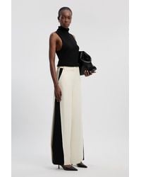 Karen Millen - Compact Stretch Contrast Colour Tailored Wide Leg Trouser - Lyst