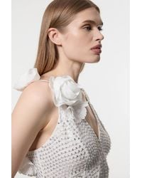 Karen Millen - Crystal Applique Strappy Rosette Woven Maxi Dress - Lyst