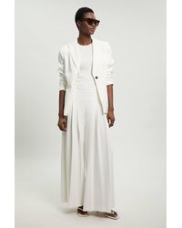 Karen Millen - Tailored Structured Crepe Pleated Wide Leg Trousers - Lyst