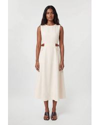 Karen Millen - Tailored Linen Tab Waist Detail Full Skirt Midi Dress - Lyst