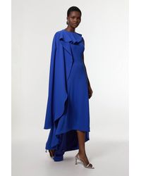 Karen Millen - Soft Tailored Colour Block Cape Detail Full Skirted Maxi Dress - Lyst