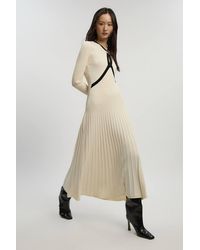 Karen Millen - Rib Knit Trim Detail Full Skirt Midi Dress - Lyst