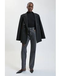 Karen Millen - Rigid Denim High Rise Straight Leg Jeans - Lyst