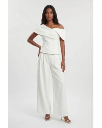 Karen Millen - Compact Viscose Stretch Tailored Wide Leg Trouser - Lyst