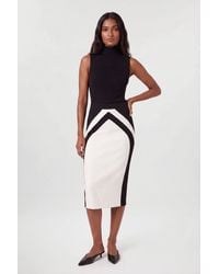 Karen Millen - Compact Stretch Colour Block Tailored Pencil Midi Skirt - Lyst