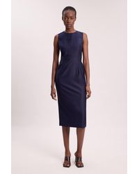 Karen Millen - Tailored Satin Keyhole Cut Out Midi Dress - Lyst