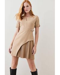 Karen Millen - Forever Tailored Military Pleat Short Sleeve Mini Dress - Lyst
