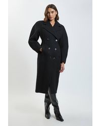 Karen Millen - Wool Rounded Sleeve Tailored Midi Coat - Lyst
