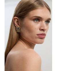 Karen Millen - Diamante Sprinkle Square Stud Earrings - Lyst