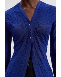 Karen Millen - Sparkle Metallic Knitted Fitted Cardigan Sweater - Lyst