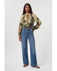 Karen Millen - Botanical Print Woven Balloon Sleeve Blouse - Lyst