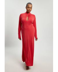 Karen Millen - Plus Size Long Sleeve Jersey Maxi Dress - Lyst
