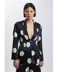 Karen Millen - Petite Viscose Satin Polka Dot Tailored Blazer - Lyst