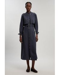 Karen Millen - Petite Cupro Utility Twill Woven Shirt Dress With Belt Detail - Lyst