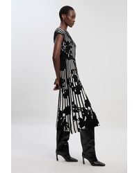Karen Millen - Floral Jacquard Knit Full Skirted Midi Dress - Lyst