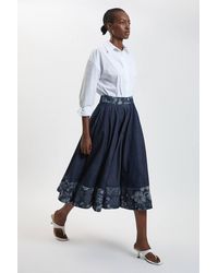 Karen Millen - Jacquard Denim Full Skirt - Lyst