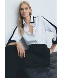 Karen Millen - Forever Colour Block Twill Woven Shirt - Lyst