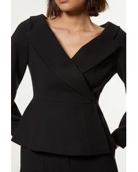 Karen Millen - Compact Stretch Tailored Assymetric Peplum Jacket - Lyst