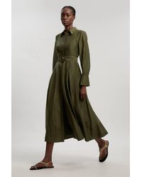 Karen Millen - Petite Organdie Woven Midi Shirt Dress - Lyst