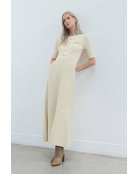 Karen Millen - Petite Forever Rib Knit Military Trim Maxi Dress - Lyst