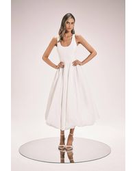 Karen Millen - Petite Taffeta Bodice Puff Ball Woven Midi Dress - Lyst