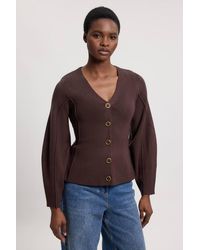 Karen Millen - Knit Wool Look Rounded Sleeve Cardigan Sweater - Lyst