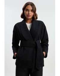 Karen Millen - Brushed Wool Belted Wrap Tailored Short Coat - Lyst