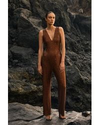 Karen Millen - Premium Crystal Embellished Jumpsuit - Lyst