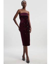 Karen Millen - Velvet Groisgrain Bandeau Midi Tailored Dress - Lyst