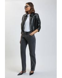 Karen Millen - Rigid Denim Mid Rise Straight Leg Jeans - Lyst