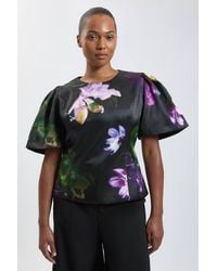 Karen Millen - Plus Size Floral Print Twill Top - Lyst