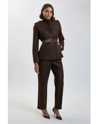 Karen Millen - Stretch Twill Tailored Trouser - Lyst