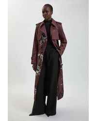 Karen Millen - Petite Jacquard Mix Trench Coat - Lyst