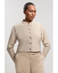 Karen Millen - Plus Size Figure Form Bandage Cropped Button Up Knit Jacket - Lyst