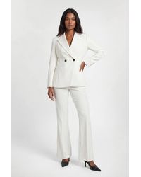 Karen Millen - Petite Compact Stretch Satin Side Tailored Straight Leg Trouser - Lyst